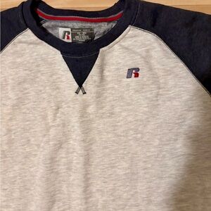 Russell Athletic Heather Gray Body with Dark Gray Sleeves Pullover Sweatshirt